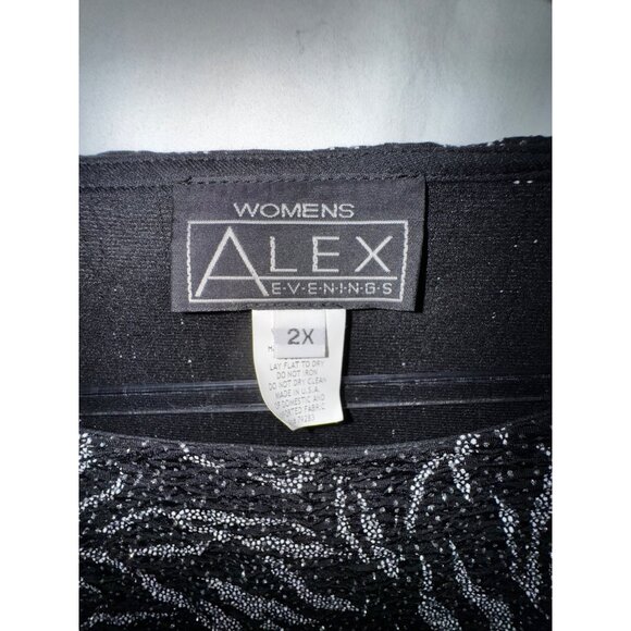 Alex Evenings Plus Size 2X Sleeveless Top Black & Silver Zebra Print Formal Glam - Picture 6 of 7